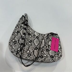 Betsey Johnson Black and White Snake Print Shoulder Bag